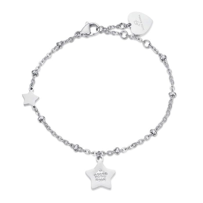 Bracciale In Acciaio Con Stelle Con Cristalli Bianchi