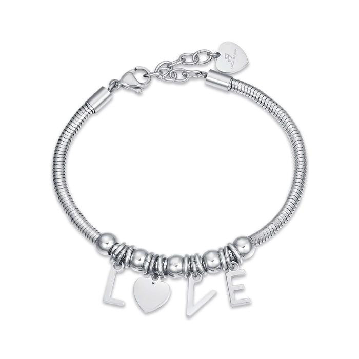 Bracciale In Acciaio Con Charms Love