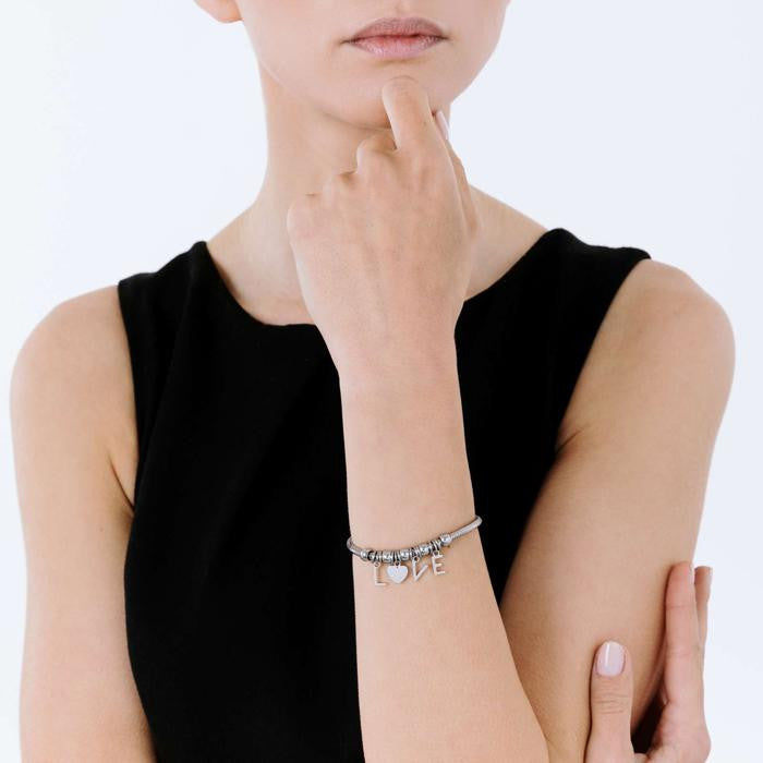 Bracciale In Acciaio Con Charms Love