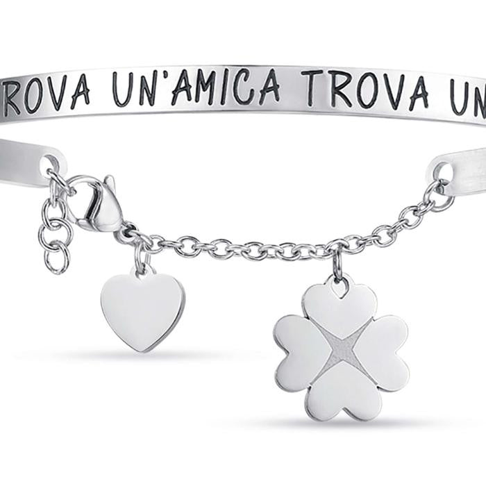 Bracciale In Acciaio Con Scritta Chi Trova Un'amica Trova Un Tesoro