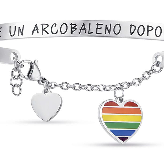 Bracciale In Acciaio Con Scritta C'e' Sempre Un Arcobaleno Dopo La Tempesta