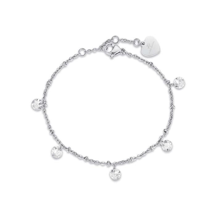 Bracciale In Acciaio Con Cristalli Bianchi