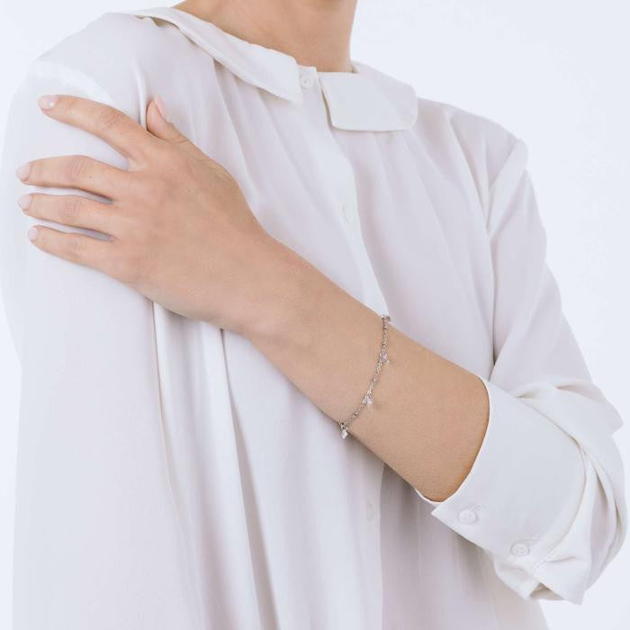 Bracciale In Acciaio Con Cristalli Bianchi