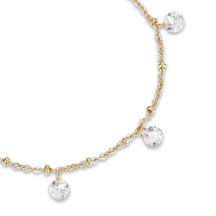 Bracciale In Acciaio Ip Gold Con Cristalli Bianchi
