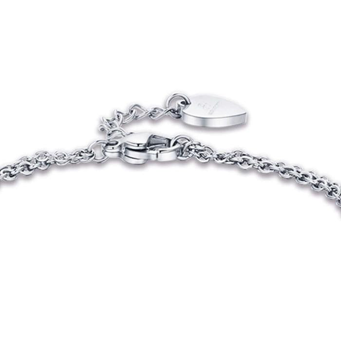 Bracciale In Acciaio Con Cuori E Cristalli Bianchi