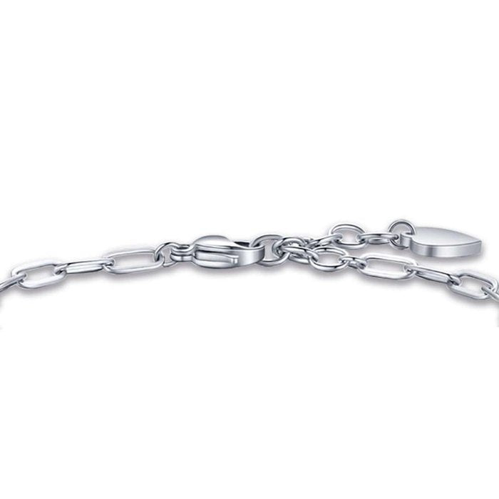 Bracciale in acciaio con cuore farfalla e quadrifoglio