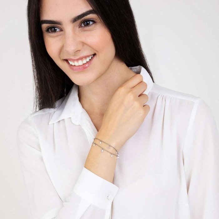 Bracciale in acciaio con cristalli bianchi