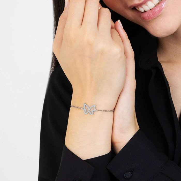 Bracciale in acciaio con farfalla