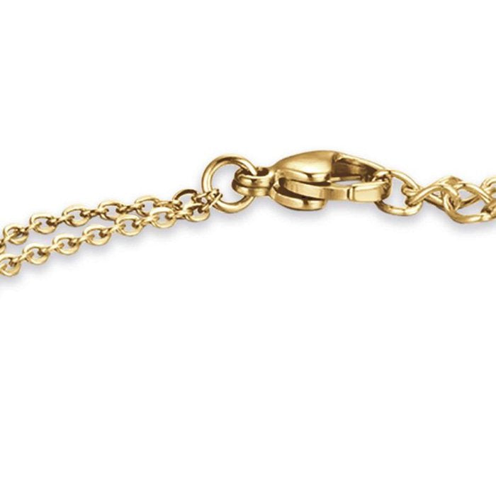 Bracciale in acciaio ip gold con corno e cristalli