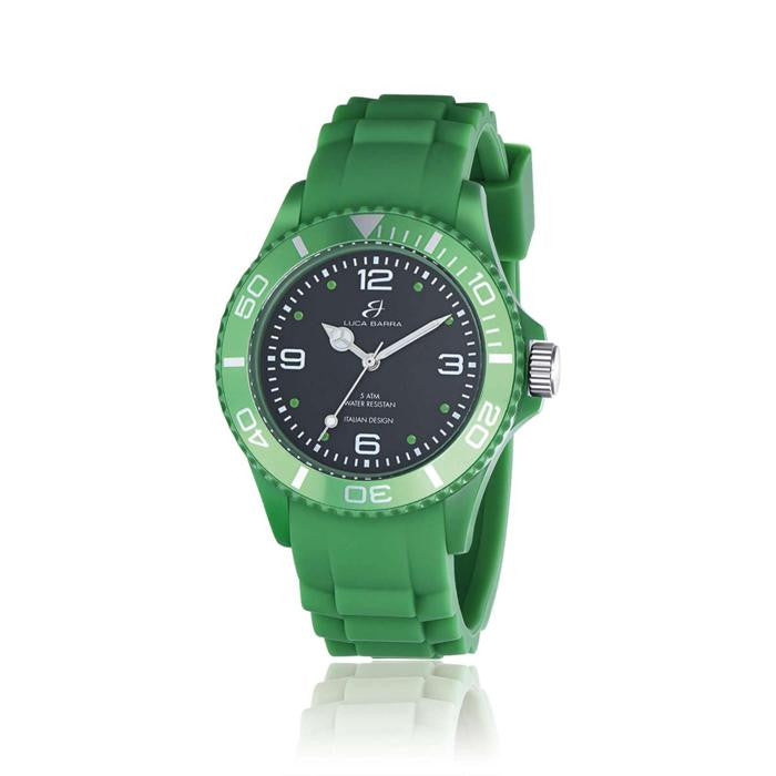 Orologio In Silicone Verde Quadrante Nero Ghiera Verde