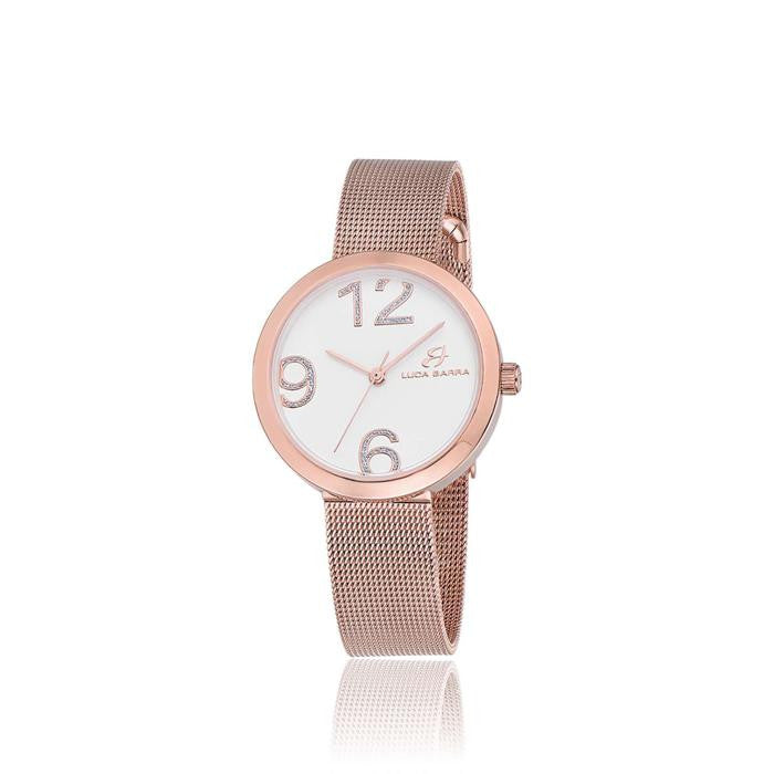 Orologio con cassa in acciaio ip rose quandrante silver e maglia ip rose - BW238