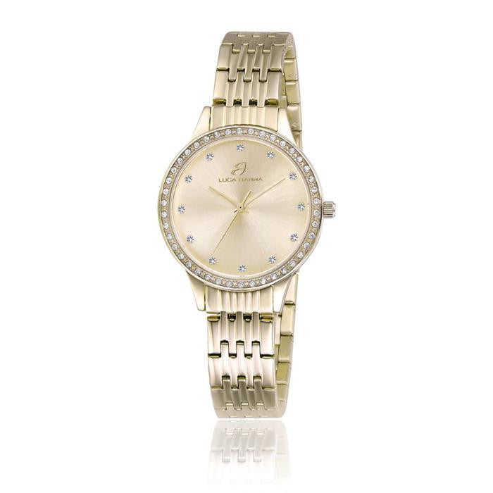 Orologio Con Cassa In Acciaio Ip Gold Quadrante Gold Bracciale In Acciaio Ip Gol