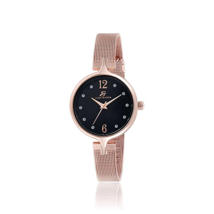 Orologio con cassa in acciaio rosé
