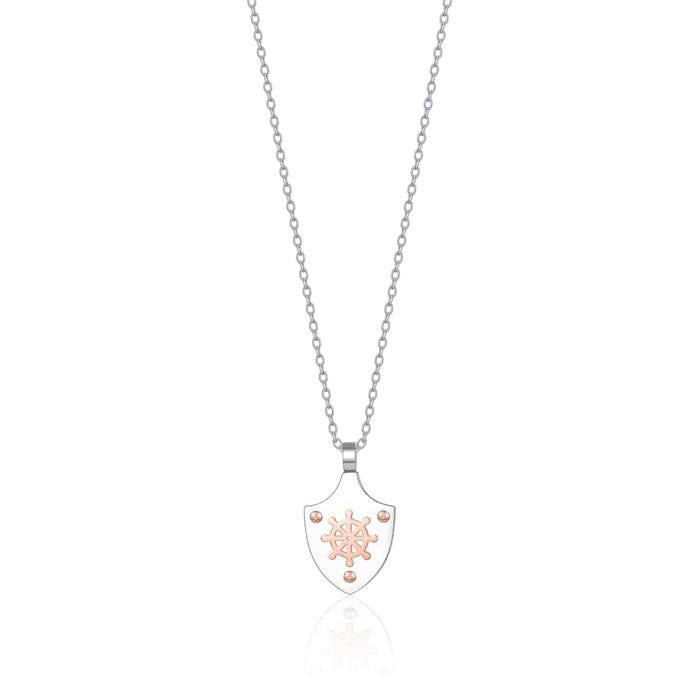 Collana In Acciaio Con Timone In Acciaio Ip Rose