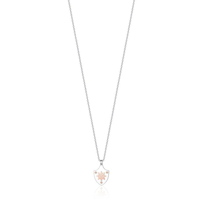 Collana In Acciaio Con Timone In Acciaio Ip Rose