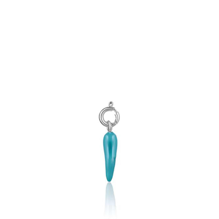 Charm Corno In Acciaio Con Smalto Turchese Da 17 Mm
