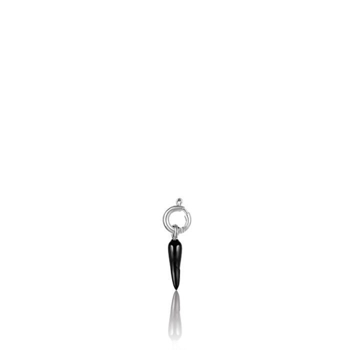 Charm Corno In Acciaio Con Smalto Nero Da 13 Mm