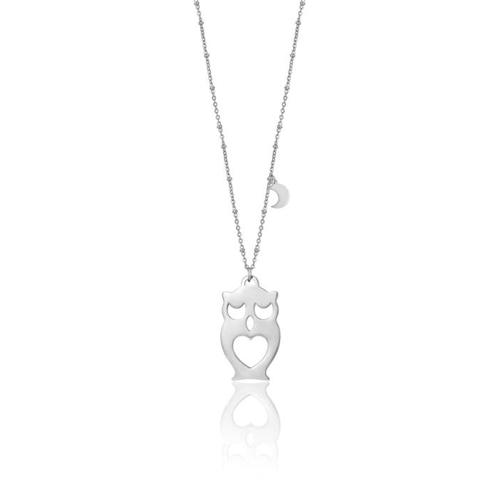 Collana Lunga In Acciaio Con Gufo