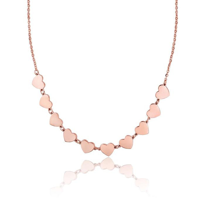 Collana In Acciaio Ip Rose Con Cuori Ip Rose