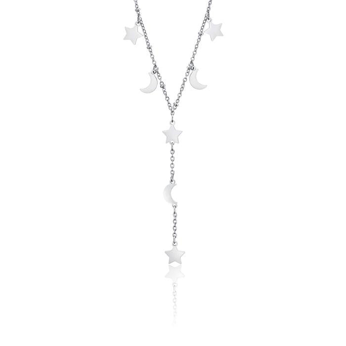 Collana In Acciaio Con Stelle E Lune