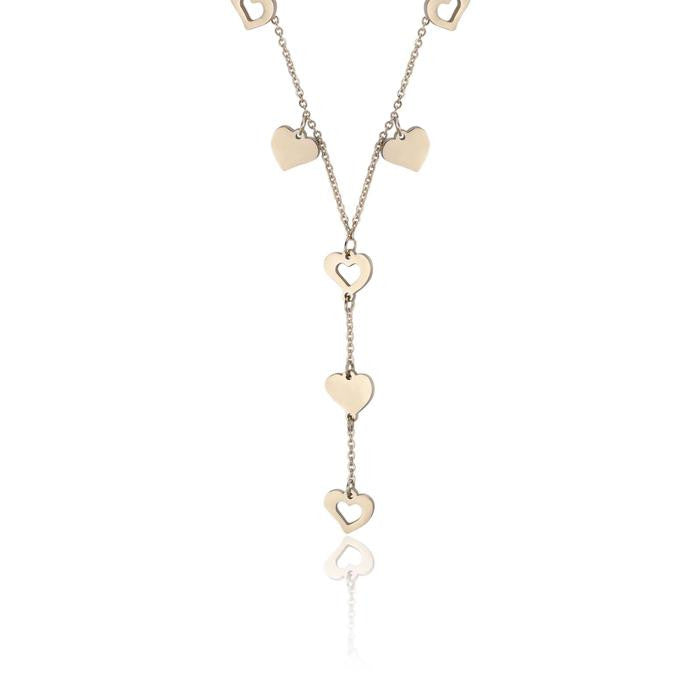Collana In Acciaio Gold Con Cuori