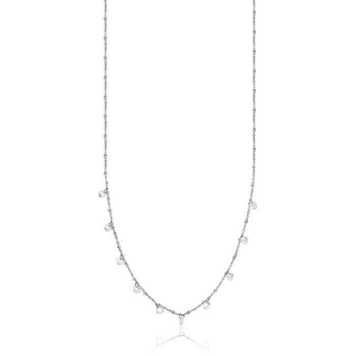 Collana In Acciaio Con Cristalli Bianchi