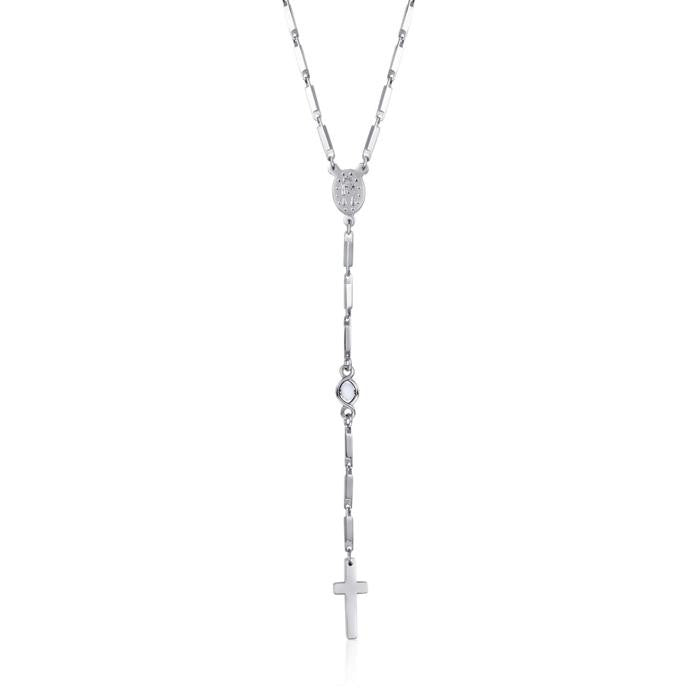 Collana Rosario In Acciaio E Cristalli White Alabaster