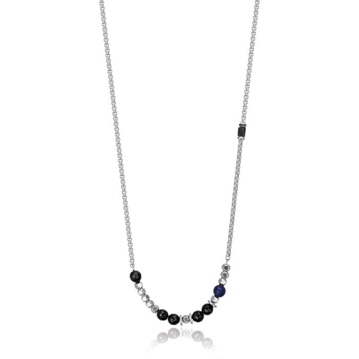 Collana In Acciaio Con Pietre Lapislazzuli E Onice