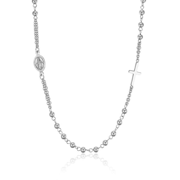 Collana Rosario In Acciaio Con Sfere In Acciaio