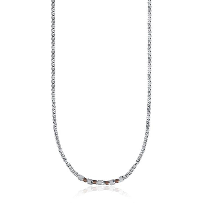 Collana In Acciaio Con Elementi Ip Marrone