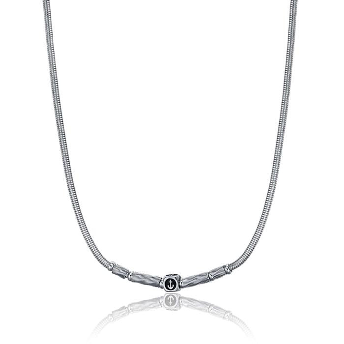 Collana In Acciaio Elemento In Acciaio Ip Nero Con Ancora