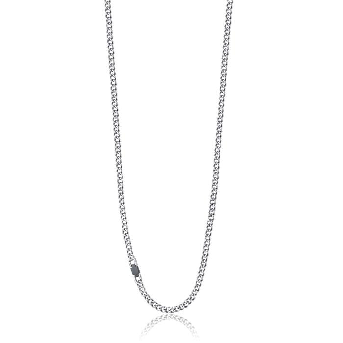 Collana In Acciaio Con Elemento In Acciaio Ip Nero