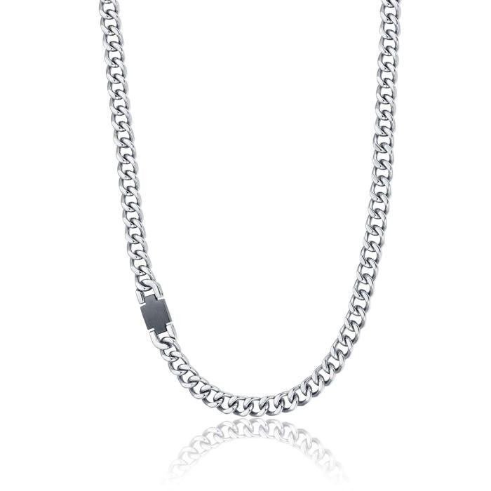 Collana In Acciaio Con Elemento In Acciaio Ip Nero