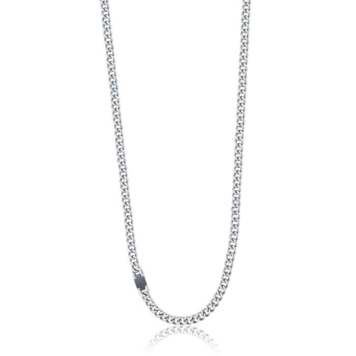 Collana In Acciaio Con Elemento In Acciaio Ip Nero