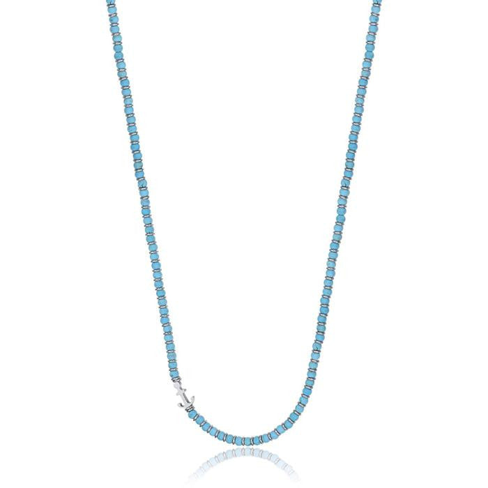Collana In Acciaio Con Pietre Turchesi