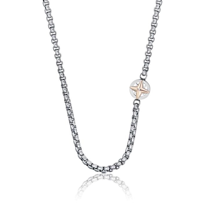 Collana In Acciaio Con Rosa Dei Venti Ip Rose