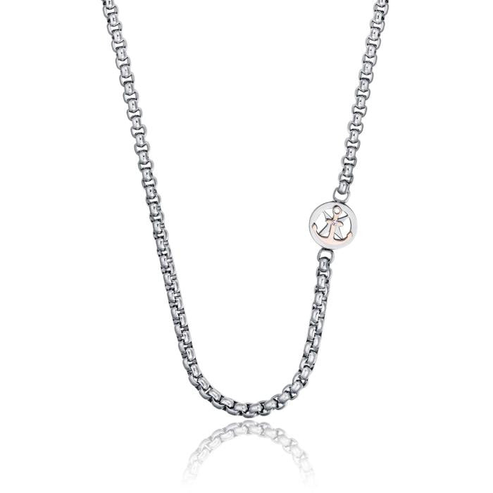 Collana in acciaio con ancora ip rose