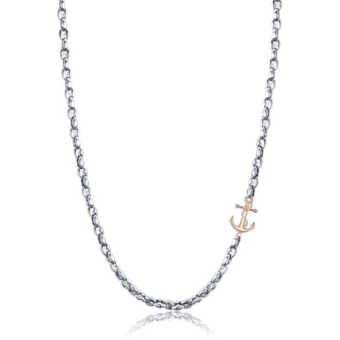 Collana in acciaio con ancora ip rose