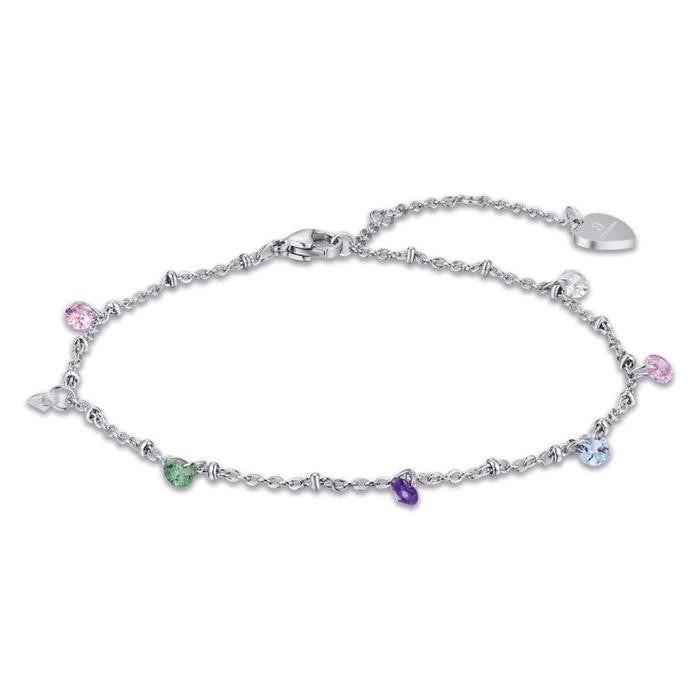 Cavigliera In Acciaio Con Cristalli Multicolor