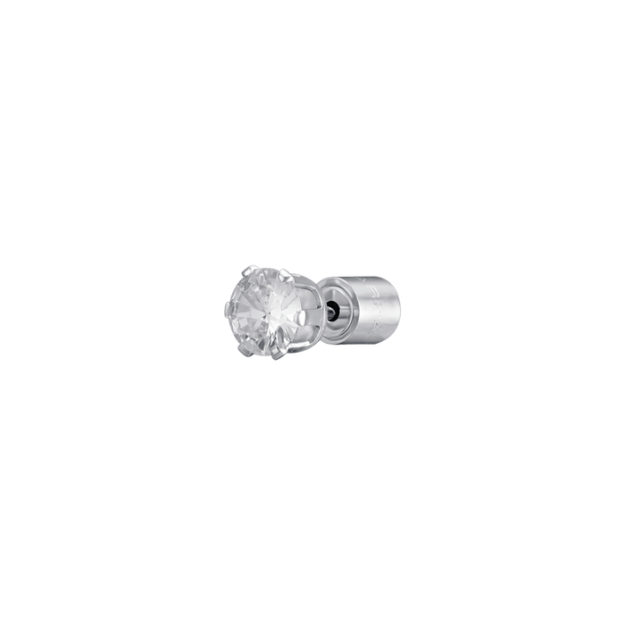 MONO ORECCHINO PUNTO LUCE IN ACCIAIO CON CRISTALLO BIANCO 3 MM
