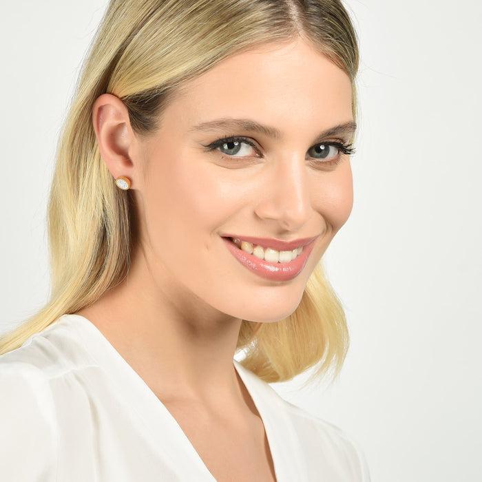 ORECCHINI DONNA IN ACCIAIO IP GOLD CON CRISTALLI BIANCHI