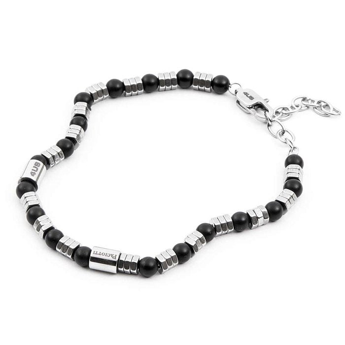 Bracciale acciaio e perle nere