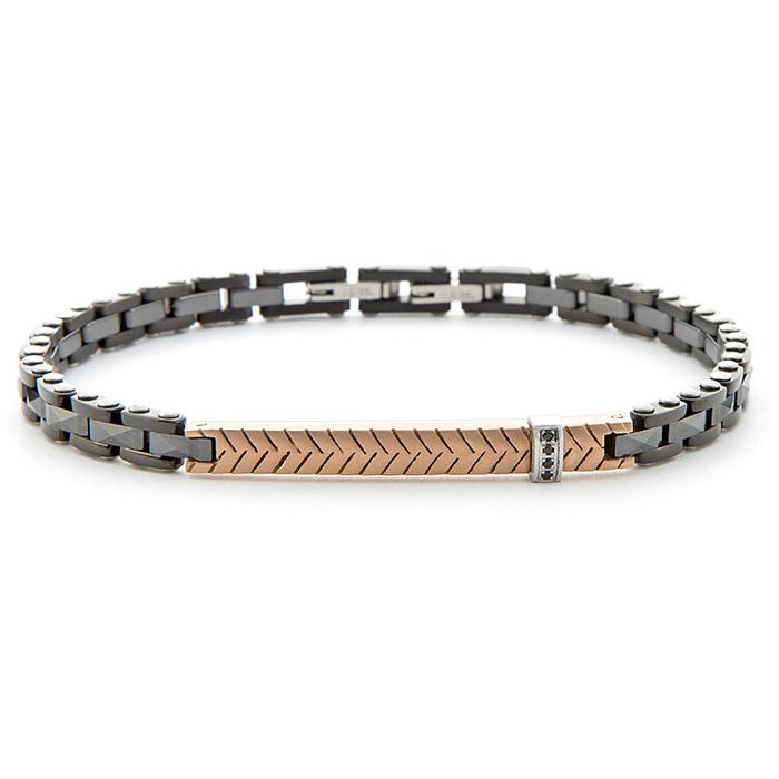 Bracciale ceramica nera pvd rosè