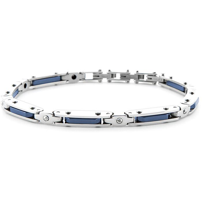 Bracciale acciaio ceramica blu