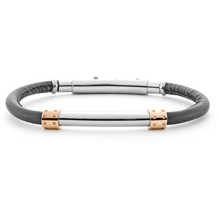 Bracciale pelle pvd rosè