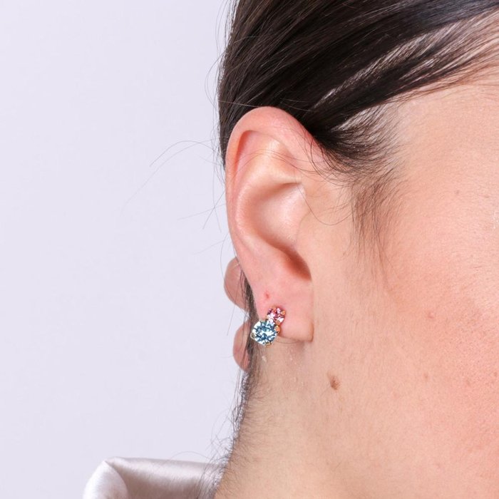 Orecchini in Argento 925 a lobo con cristalli rosa e azzurro