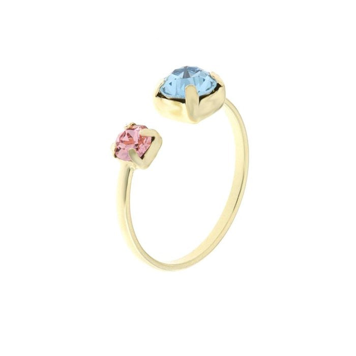 Anello in Argento 925 con cristalli rosa e azzurro