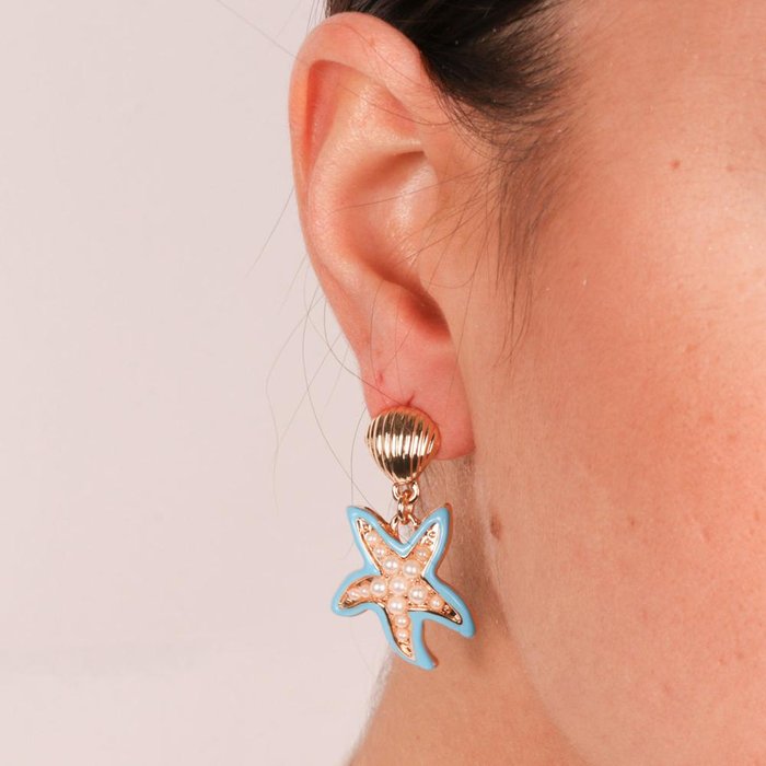 Orecchini in Metallo con stelle marine azzurre