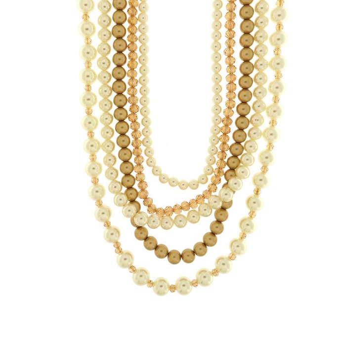Collana in Metallo multifilo con perle multicolore