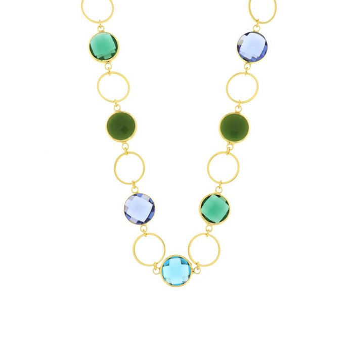 Collana in Metallo con cristalli azzurri ispirati al vetro di Murano